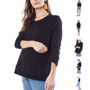 Loyal Hana Nursing & Maternity Long Sleeve Christy Top in black size small